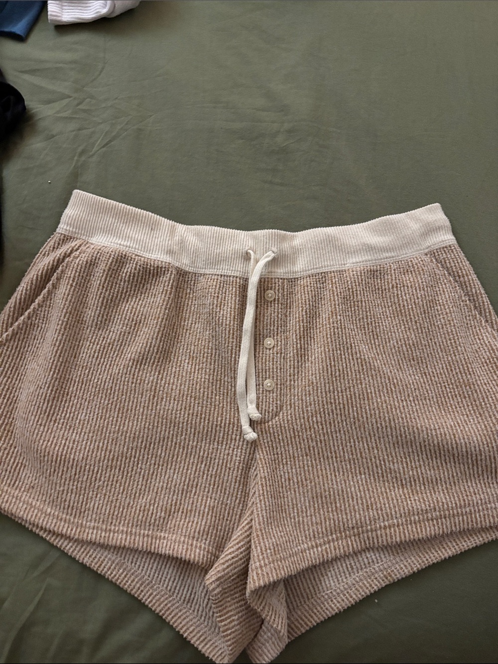 aerie Ribbed Lounge Shorts in Beige
